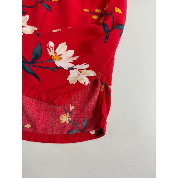 Old Navy Women's Red Floral Button Front Blouse Top Size XS - Picture 2 of 9